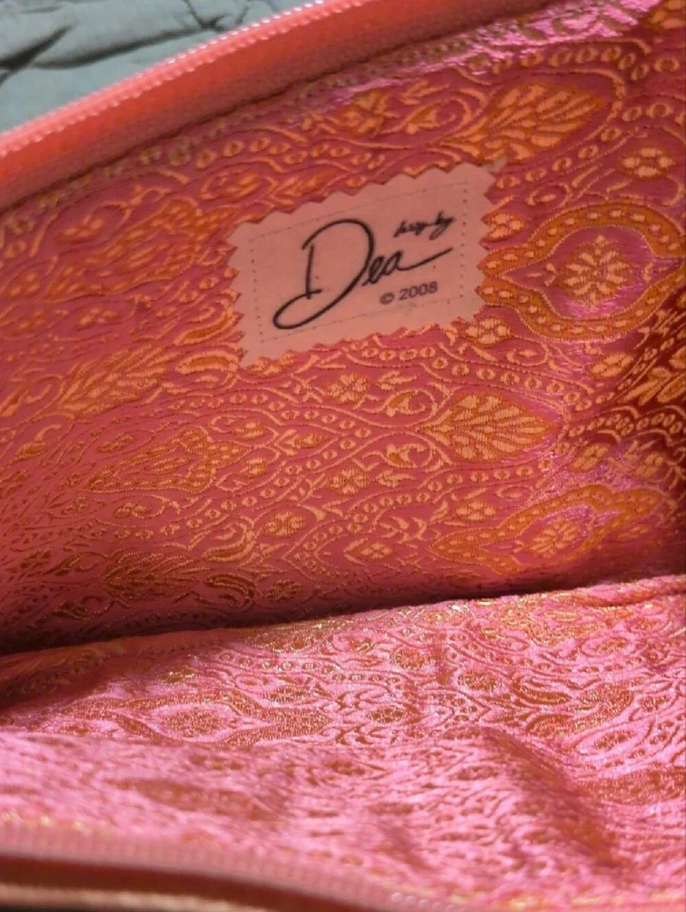 Women's Orange Woven Satin Clutch